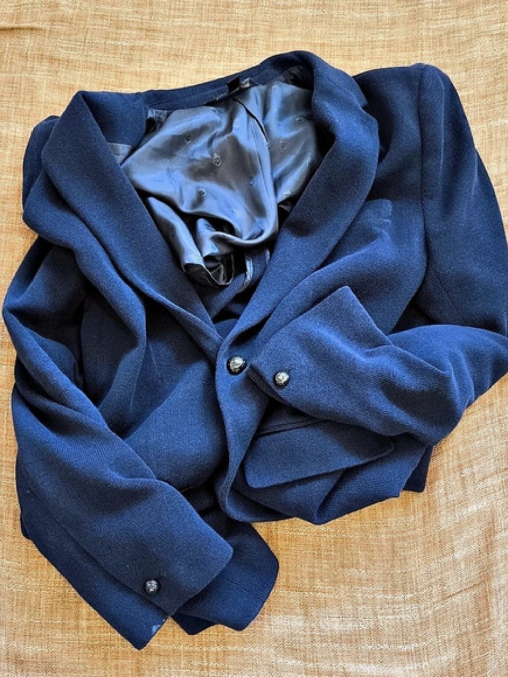 John Varvatos USA Navy Knit Crest Button Unstructured Cardigan Coat Men's Size L - Picture 4 of 16
